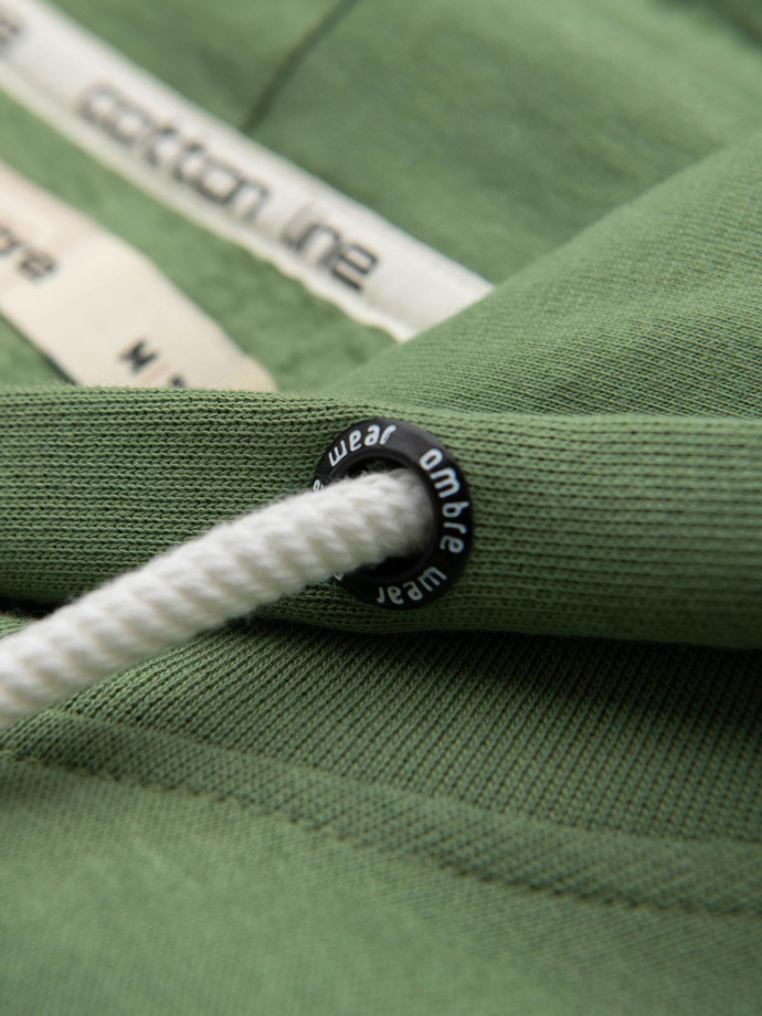 Vyriškas BASIC džemperis su gobtuvu ir užtrauktuku - žalias V3 OM-SSBZ-0178