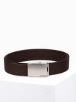 Men's belt with steamed buckle in aged silver - brown A029