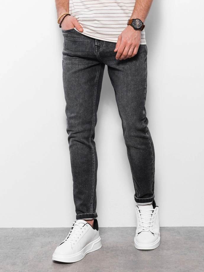 Pantaloni din denim pentru bărbați SKINNY FIT - grafit V3 OM-PADP-0101