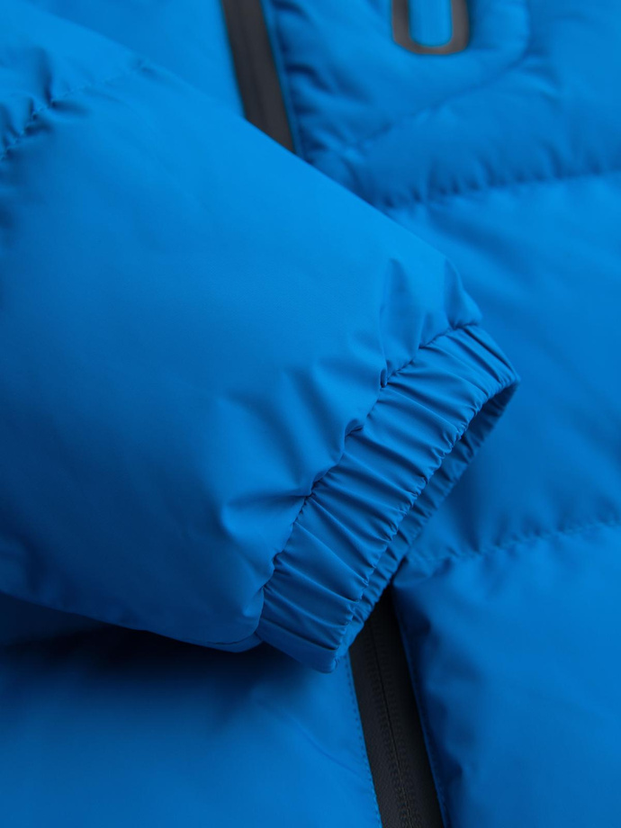 Pánská zateplená prošívaná bunda s raglánovými rukávy - modrá V2 OM-JAHP-0302