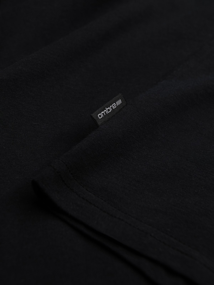 Tricou clasic din bumbac pentru bărbați BASIC - negru V1 OM-TSBS-0146