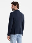 Men's jacket with patch pockets - navy blue V1 OM-BLZB-0127