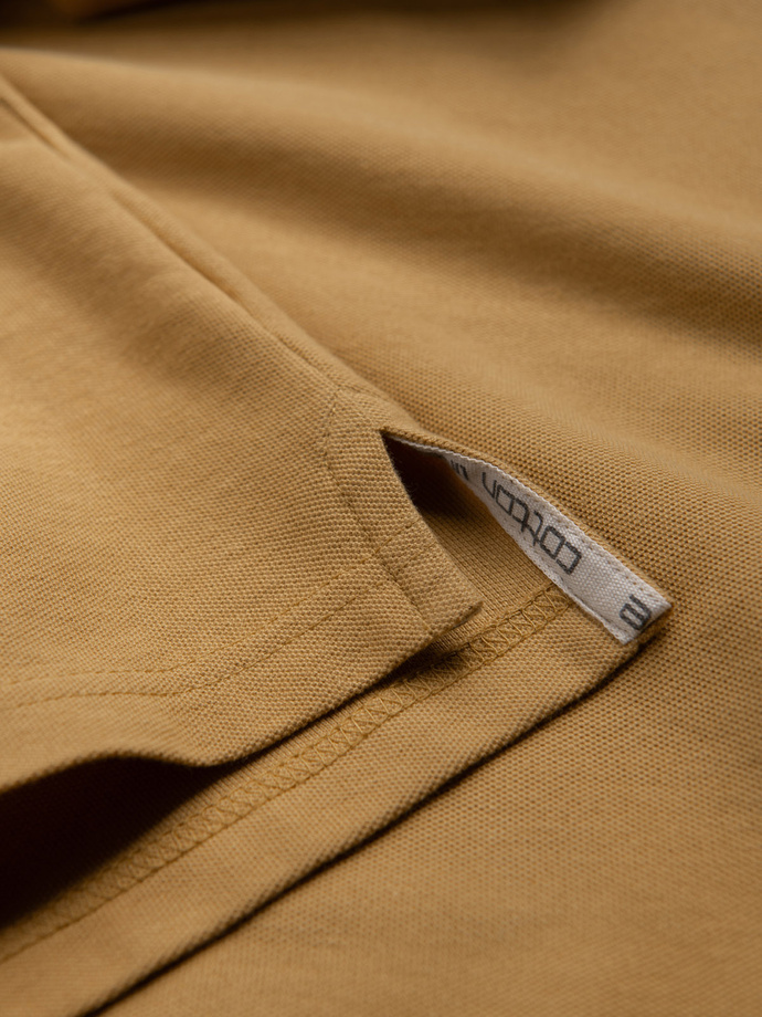 Men's BASIC single-color pique knit polo shirt - mustard V8 OM-POBS-0100