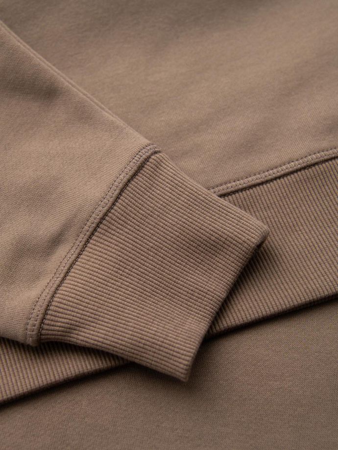 Classic men's sweatshirt with round neckline - light brown V3 OM-SSNZ-0243