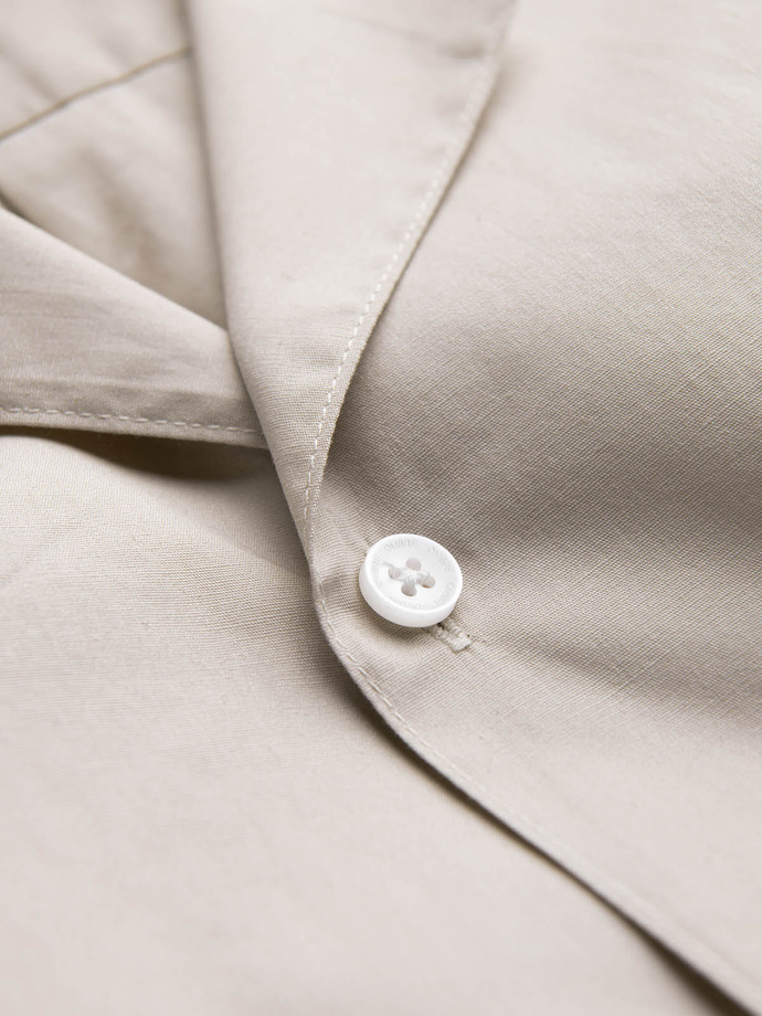 Pánská košile s krátkým rukávem a kubánským límcem - krémová V7 OM-SHSS-0168