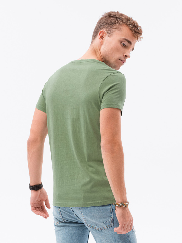 Tricou clasic BASIC pentru bărbați cu decolteu de tip echipaj - verde deschis V11 S1369