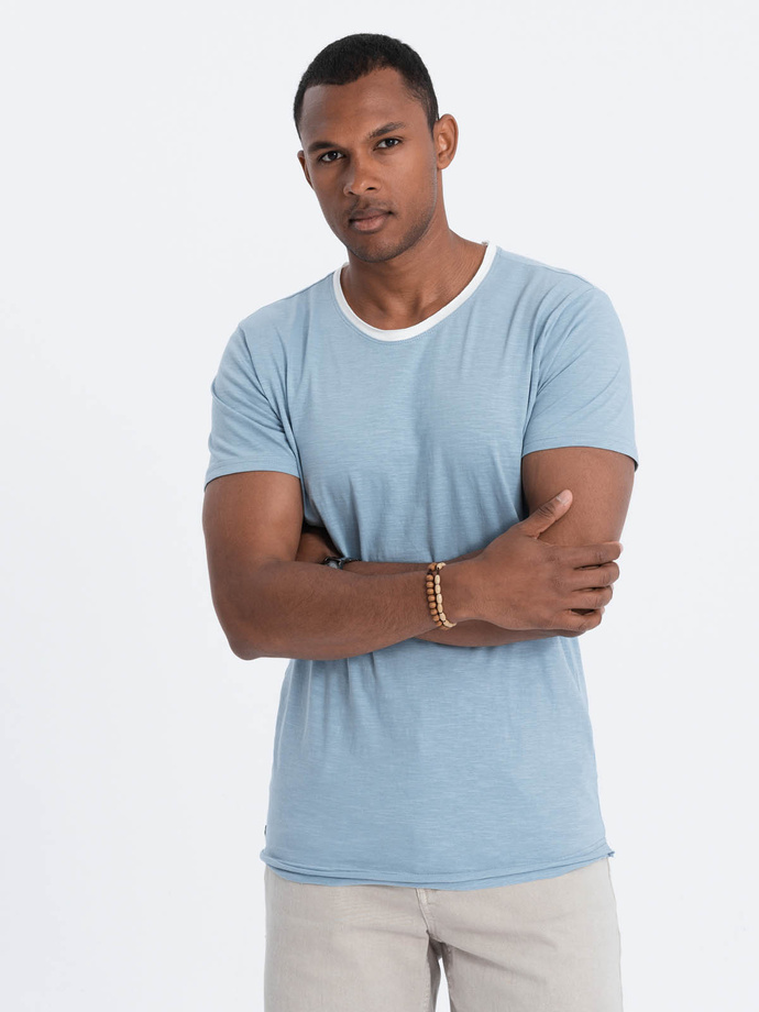 Tricou pentru bărbați cu finisaj brut - albastru V4 OM-TSCT-22SS-004