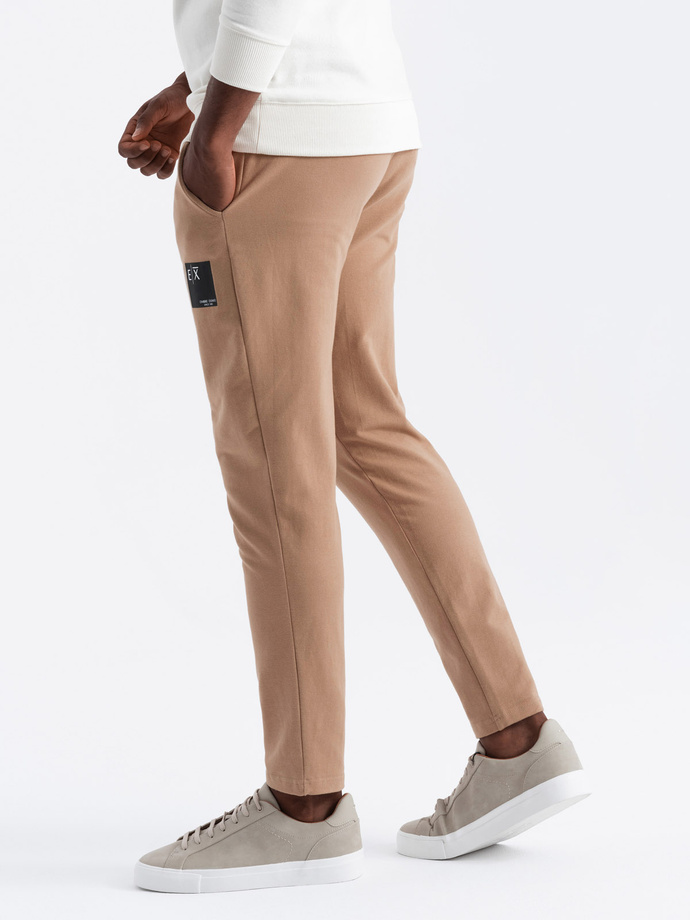 Men's sweatpants with logo - brown V3 OM-PASK-0167