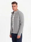 Men's biker jacket with pockets and collar - grey V3 OM-JALP-0157