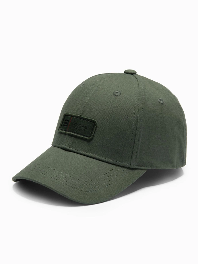 Men's baseball cap with visor and patch - khaki V3 OM-ACCS-0103 