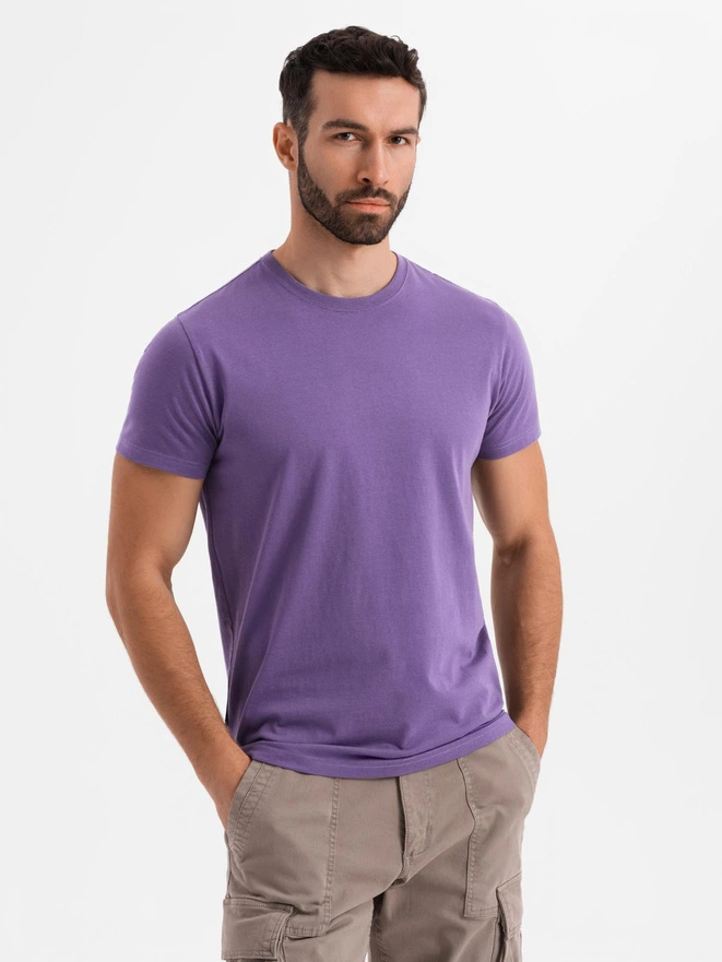 Tricou clasic BASIC din bumbac pentru bărbați - violet V13 OM-TSBS-0146