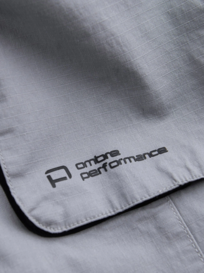 Pánske nohavice JOGGER so stojačikom a cargo vreckami na zips - svetlosivé V8 OM-PAJO-0135