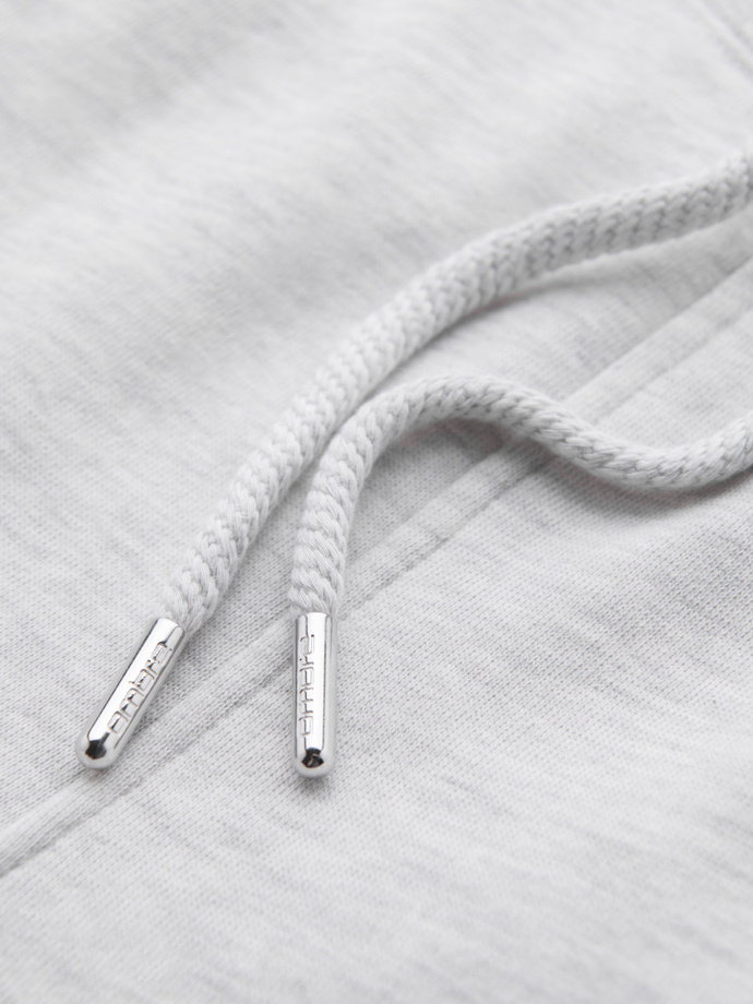 Pánske teplákové šortky s lemovaním a rebrovaným pásom - sivý melír V1 OM-SRSK-0156