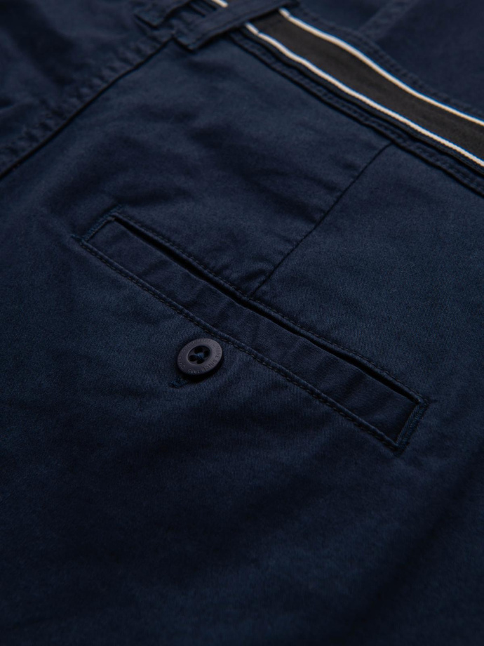 Men's chino pants with decorative waistband - navy blue V2 OM-PACP-0118