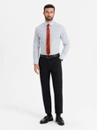 Vyriški SLIM FIT marškiniai su smulkiu raštu - balti V2 OM-SHCS-0140