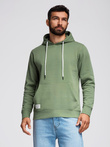 Men's kangaroo sweatshirt with hood - green V3 OM-SSBN-0177