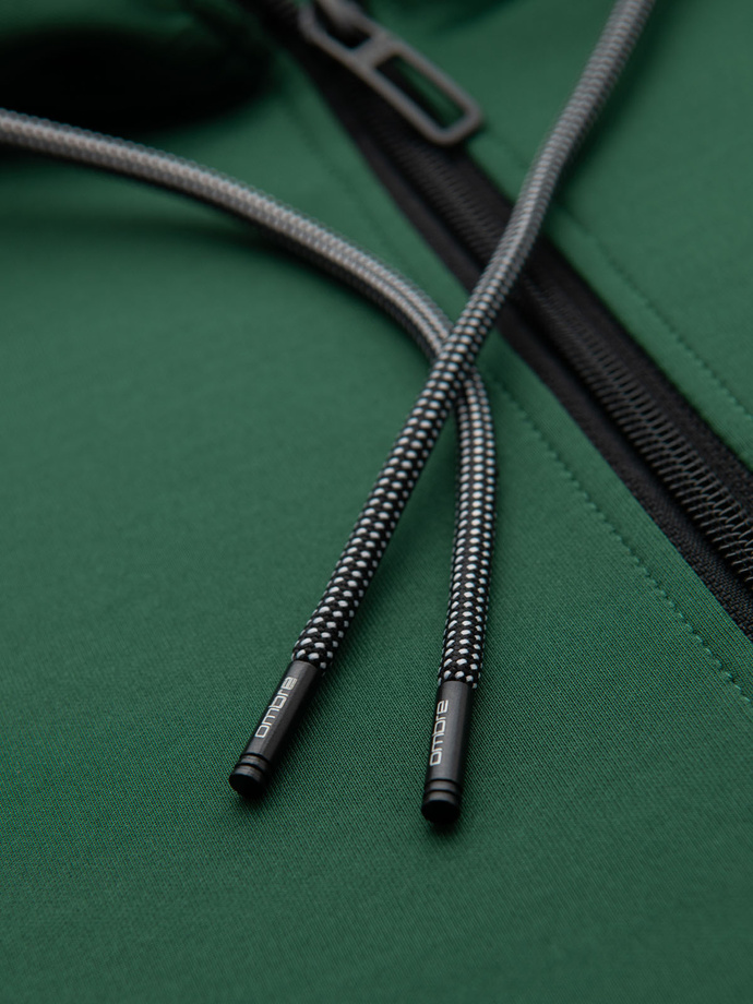 Pánská rozepínací mikina s kapucí a lemováním - tmavě zelená V7 OM-SSZP-0210