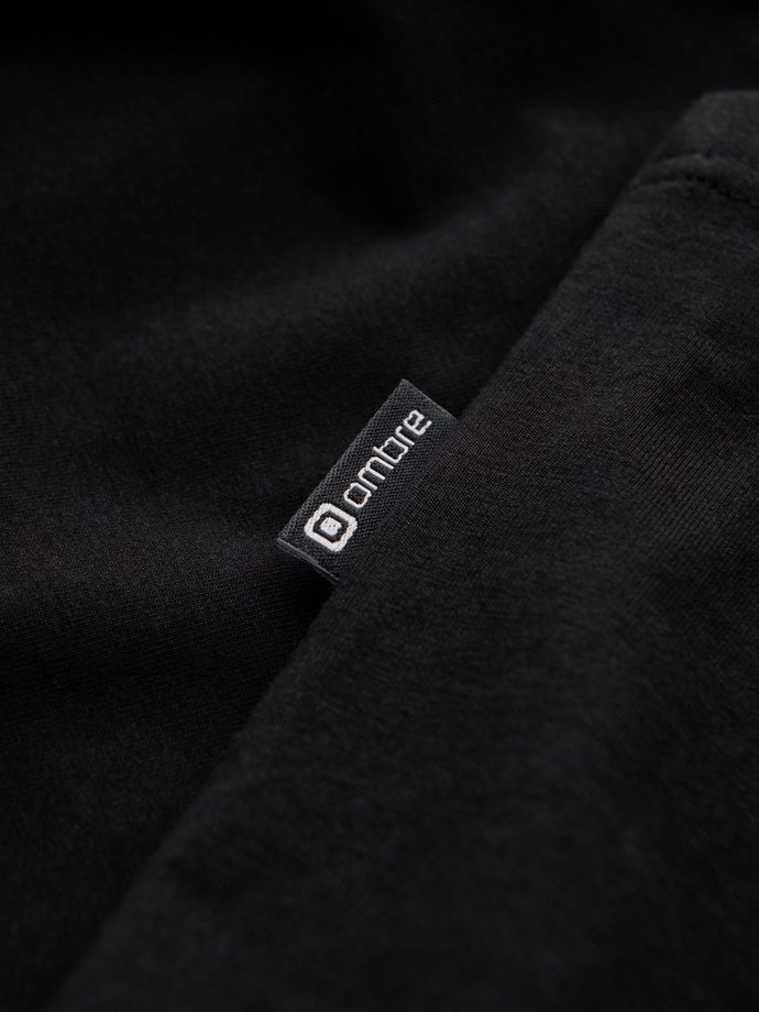 Bărbați semnătură elastan longsleeve cu decolteu rotund - negru V3 OM-LSCL-0102