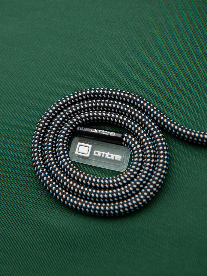 Hanorac bărbătesc cu glugă descheiată cu bordură - verde închis V7 OM-SSZP-0210