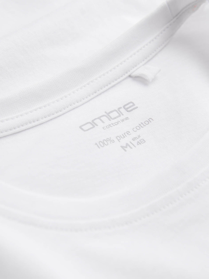 Vyriški BASIC marškinėliai su apvaliu kaklu ir ilgomis rankovėmis - balti V4 OM-LSBL-0106