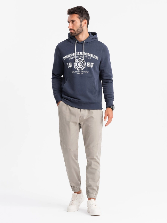 Pantalon sport tricotat pentru bărbați cu pliuri - cenușă V1 OM-PAJO-0202