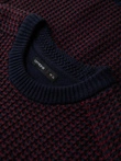 Men's contrast weave sweater with round neckline - maroon V1 OM-SWSW-0122