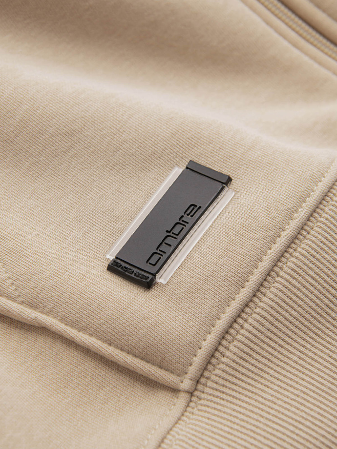 Hanorac BASIC din bumbac, descheiat - bej V6 OM-SSBZ-0160