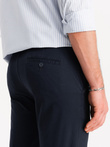 Men's chino pants with decorative waistband - navy blue V2 OM-PACP-0118