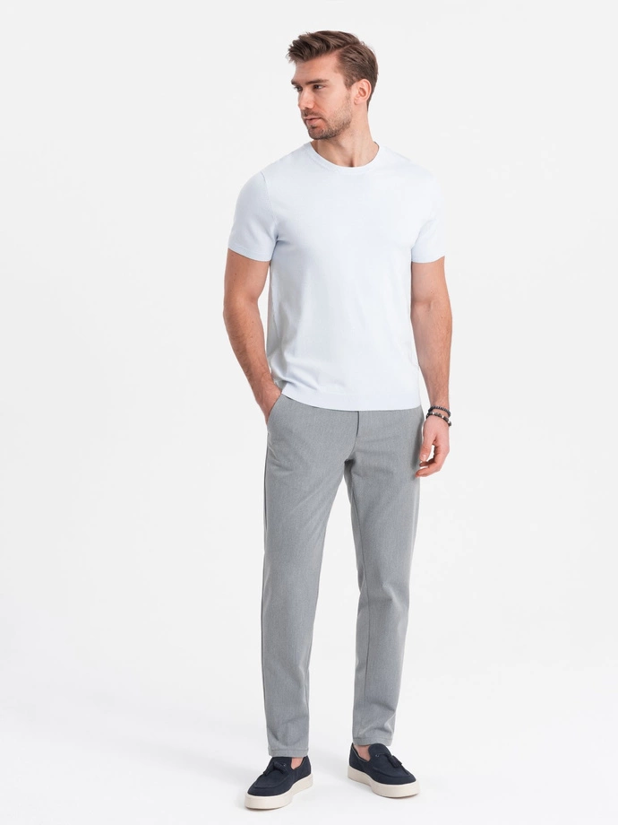 Elegantní pánské kalhoty SLIM FIT chino - světle šedé V1 OM-PACP-0191