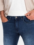 Fitted men's SLIM FIT denim pants with elastane - blue V1 OM-PADP-0214