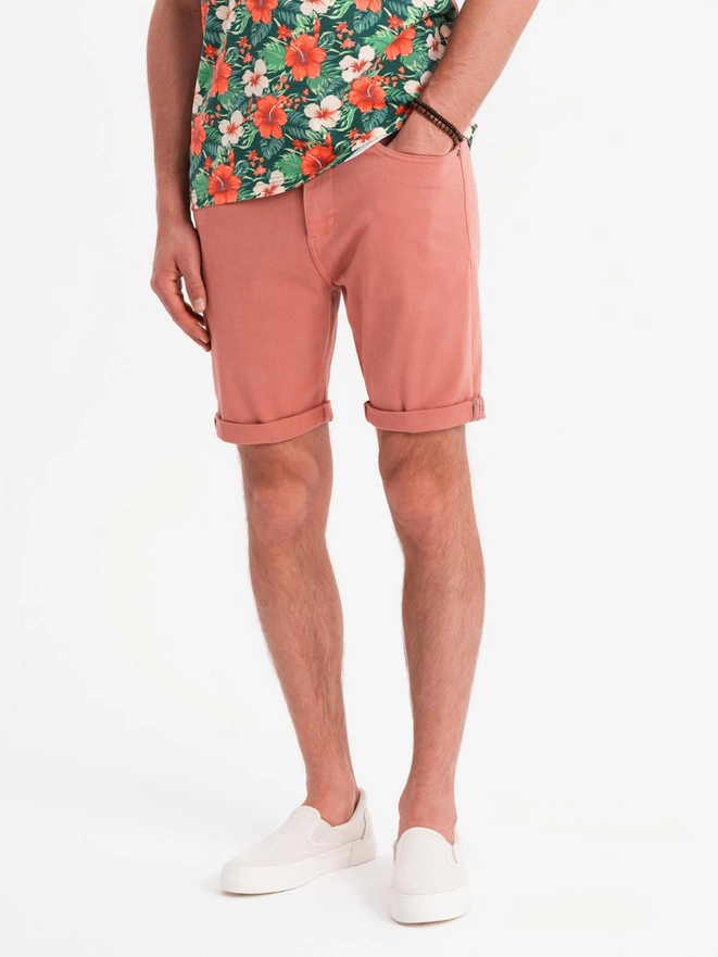 Pantaloni scurți casual pentru bărbați SLIM FIT jacquard knit - albastru marin V1 OM-SRCS-0168