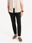 Pantaloni chino pentru bărbați cu talie decorativă - negru V1 OM-PACP-0118
