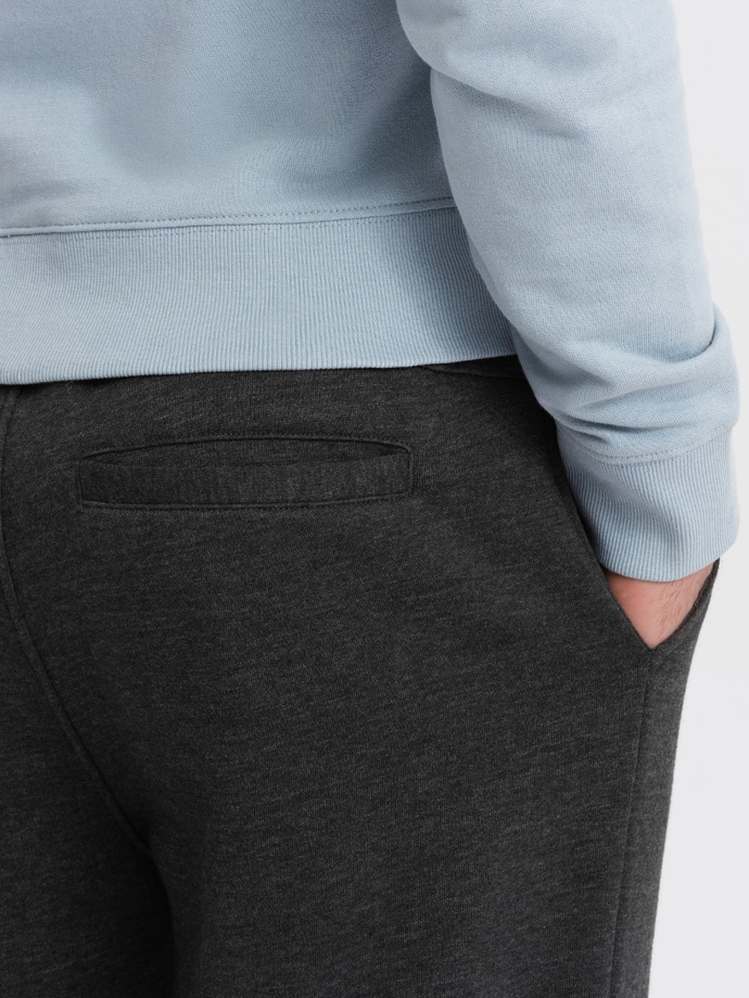 Pantaloni de trening pentru bărbați cu cusături și fermoar pe picior - grafit melange V2 OM-PASK-0147