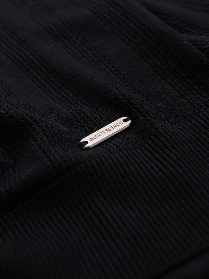 Men's openwork sweater with round neckline and short sleeves - black V2 OM-TSCT-0251