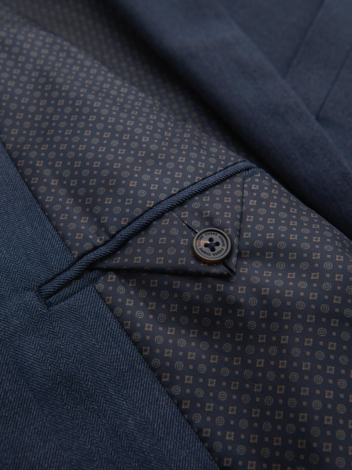 Elegant men's SLIM FIT jacket with rayon - dark blue V3 OM-BLZB-0135