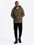 Men's lightweight storm jacket with hood - brown V2 OM-JANP-0191