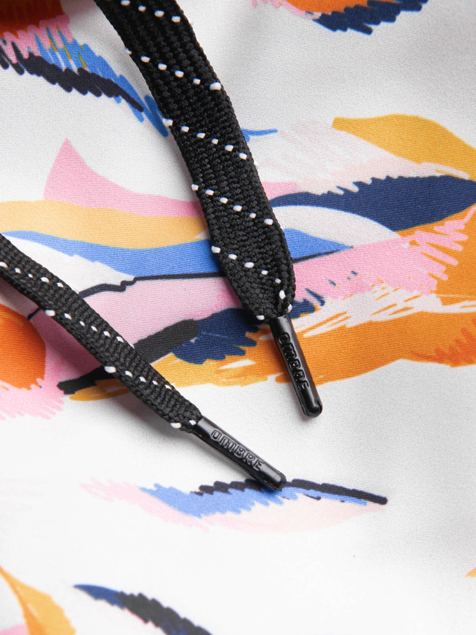 Pánske plavecké šortky s farebnou potlačou - biele V2 OM-SRBS-0140