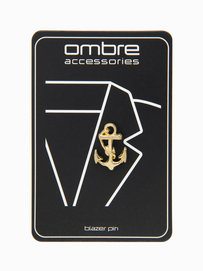 Dekoratyvinis metalinis aprangos ženkliukas inkaras - auksinis V1 OU-ACPN-0114