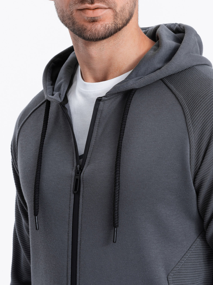 Pánska mikina na zips s kapucňou - graphite V2 OM-SSZP-0124