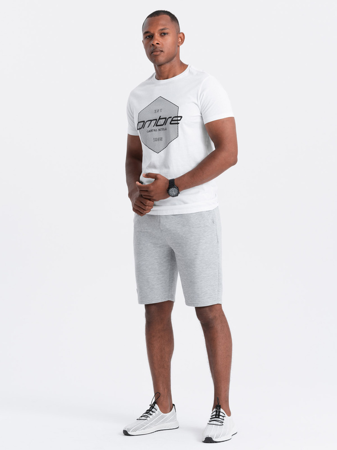 Men's short ottoman knit sweat shorts - gray V2 OM-SRSK-0150
