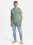 Men's t-shirt with decorative confetti effect - green V4 OM-TSCT-0178