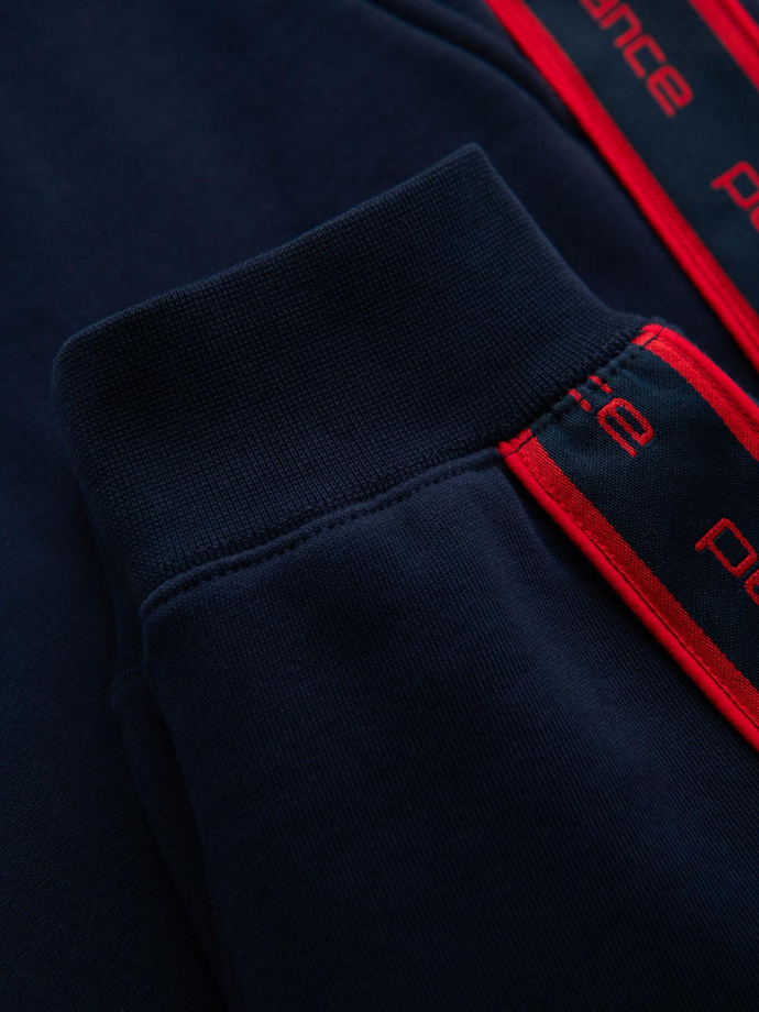 Pantaloni jogger sport pentru bărbați cu bordură - albastru marin V3 OM-PASK-0284