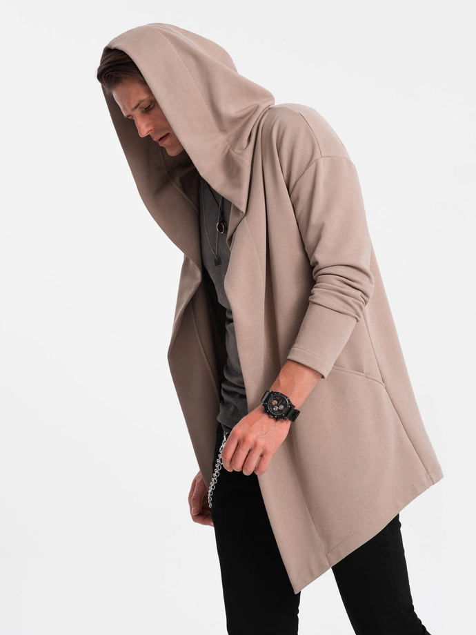 Men's long hooded sweatshirt PARIS - beige B961 