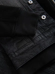 Jachetă din denim pentru bărbați cu mâneci tricotate și glugă - negru V3 OM-JADJ-0220