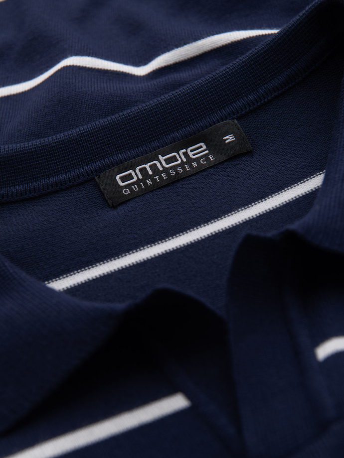 Tricou polo pentru bărbați cu guler cu fermoar - alb V1 OM-POSS-0132 