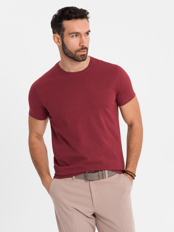 Tricou clasic BASIC din bumbac pentru bărbați - violet V13 OM-TSBS-0146