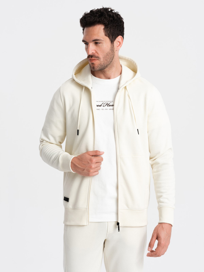 BASIC men's sweatshirt set unbuttoned sweatshirt + joggers - cream V5 Z86