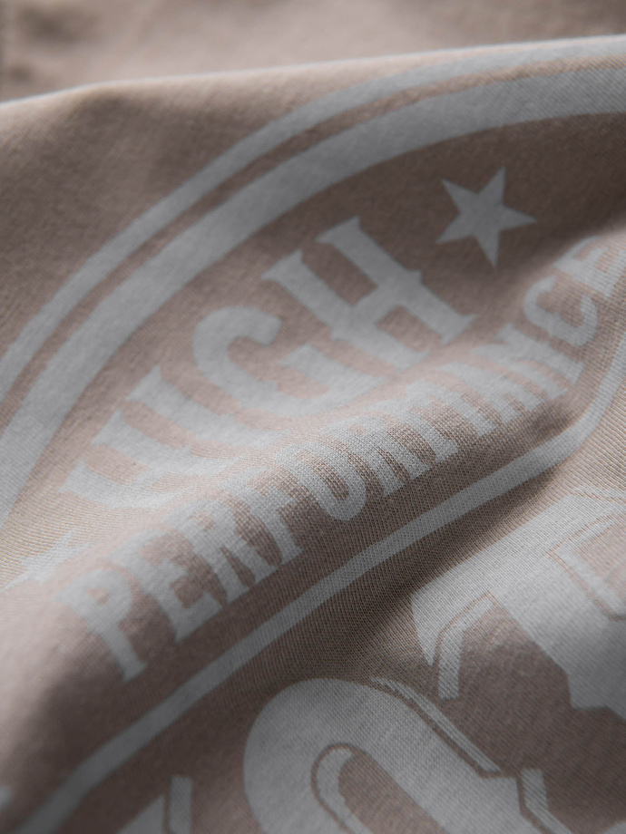 Men's printed cotton t-shirt - light brown V3 S1735