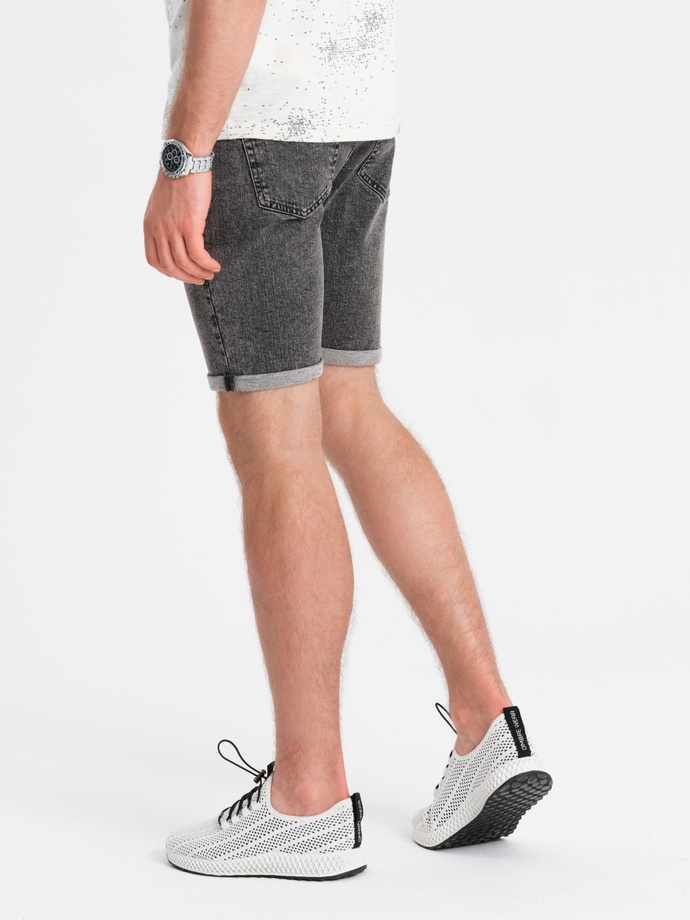 Pantaloni scurți bărbătești din denim cu picioare răsucite - gri V3 OM-SRDS-0134