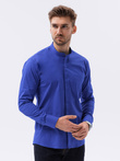 Men's elegant shirt with long sleeves - blue K307